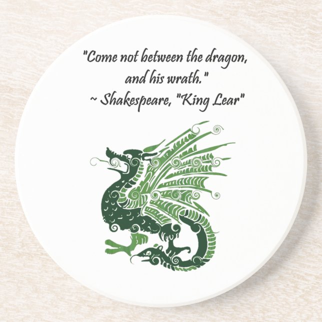 Dessous De Verre En Grès Dragon et sa colère Shakespeare King Lear Dessin (Devant)