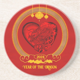 Dessous De Verre En Grès Dragon Heart, Année du Dragon