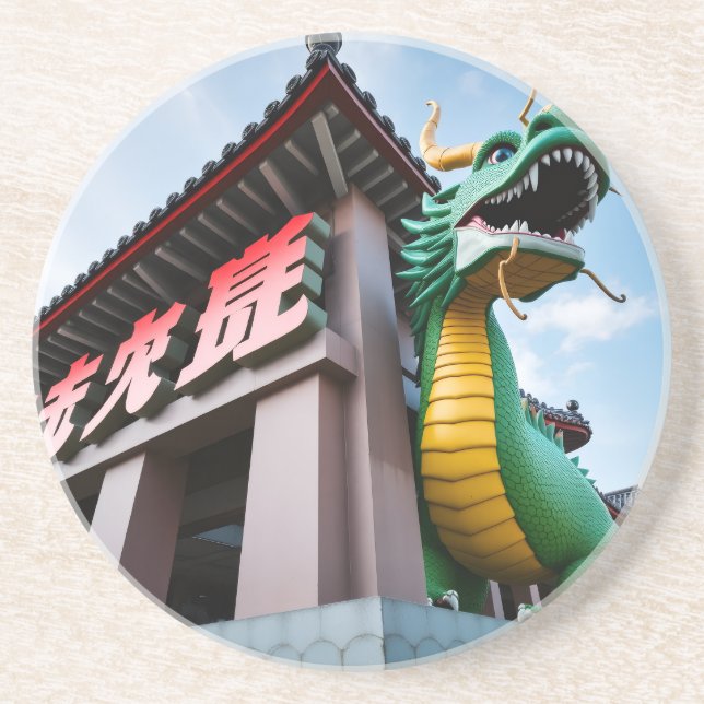 Dessous De Verre En Grès Dragon impérial chinois (Devant)