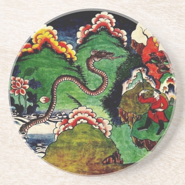 Dessous De Verre En Grès Dragon mythologique (Devant)