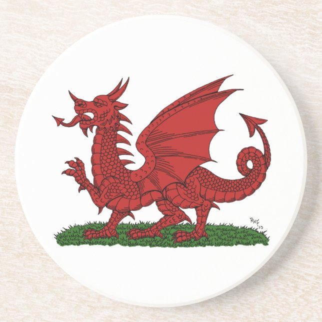 Dessous De Verre En Grès Dragon rouge du Pays de Galles (Devant)