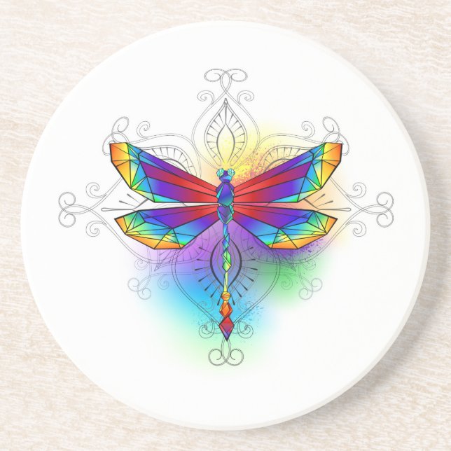 Dessous De Verre En Grès Dragonfly en arc-en-ciel (Devant)