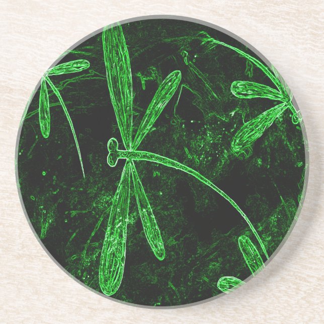 Dessous De Verre En Grès Dragonlies Neon Green (Devant)