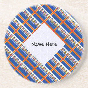 Dessous De Verre En Grès Drapeau Aaland et Ålander Carrelé Personnalisé