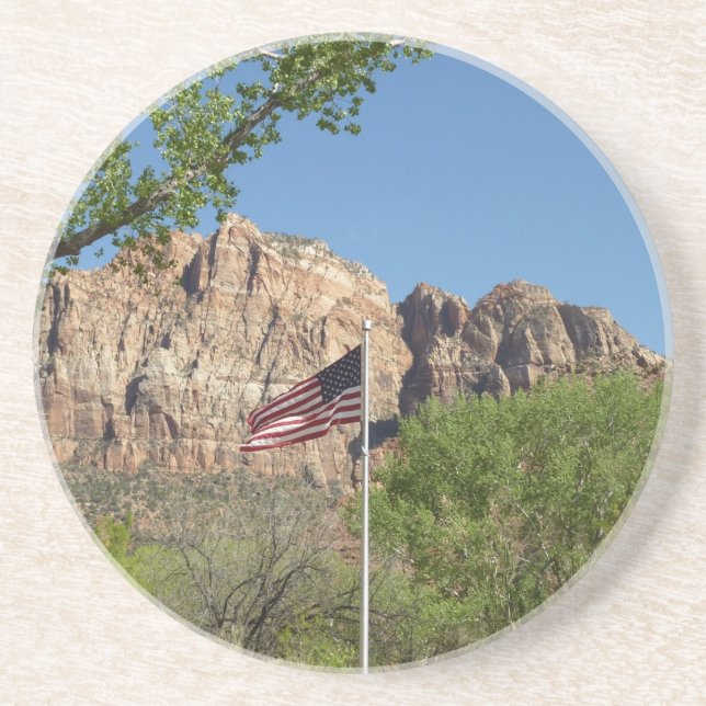 Dessous De Verre En Grès Drapeau américain dans le parc national de Zion II (Devant)