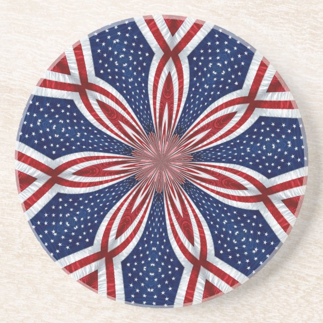 Dessous De Verre En Grès Drapeau américain Kaleidoscope Abstrait 1 (Devant)