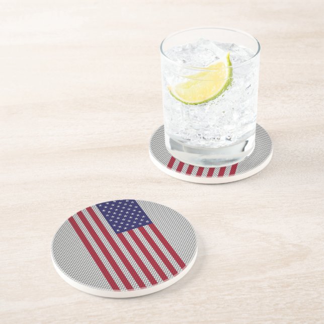 Dessous De Verre En Grès Drapeau américain sur l'impression en fibre de car (Côté)