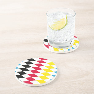Dessous De Verre En Grès Drapeau bavarois diamant noir rouge jaune bleu mot