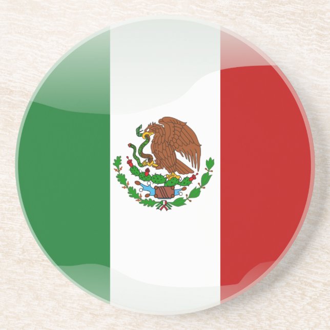 Dessous De Verre En Grès Drapeau brillant du Mexique (Devant)