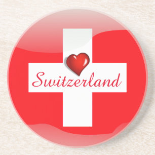 Dessous De Verre En Grès Drapeau brillant suisse