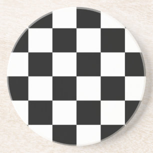 Dessous De Verre En Grès Drapeau Checkered noir et blanc d'emballage