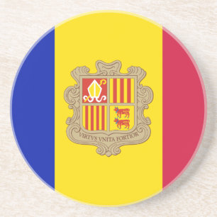 Dessous De Verre En Grès Drapeau d'Andorre patriotique