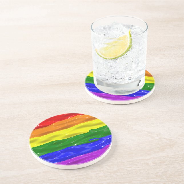 Dessous De Verre En Grès Drapeau de fierté de SlipperyJoe's vernis liquide  (Côté)