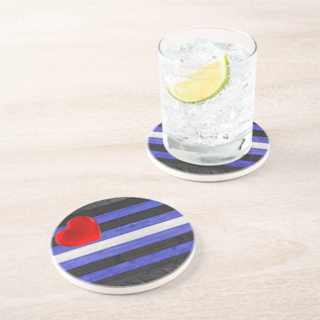 Dessous De Verre En Grès Drapeau de fierté en cuir SlipperyJoe's noir bleu  (Côté)