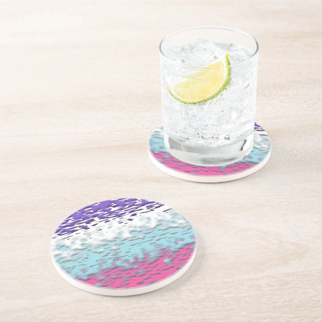 Dessous De Verre En Grès Drapeau de fierté multisexuel funky trippy ondulé  (Côté)