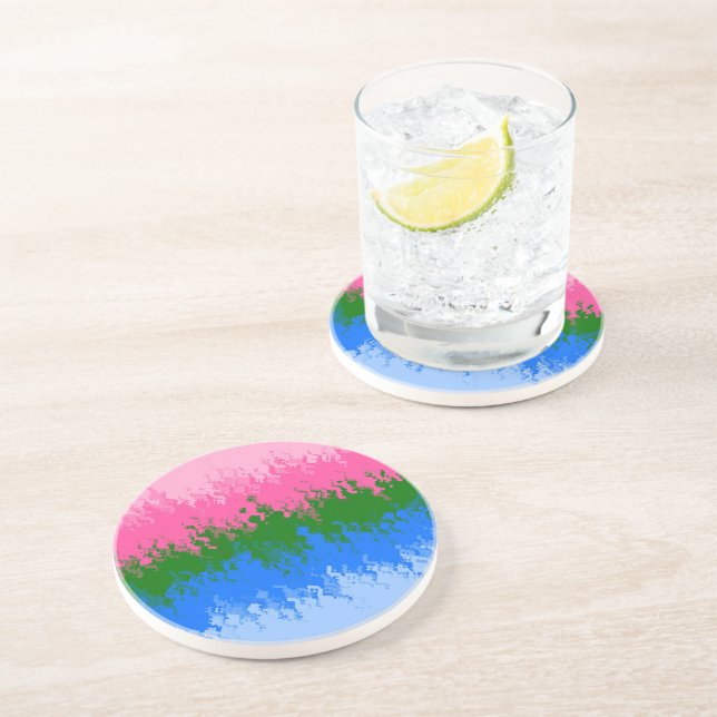 Dessous De Verre En Grès Drapeau de fierté omniromantique abstrait ondulé t (Côté)