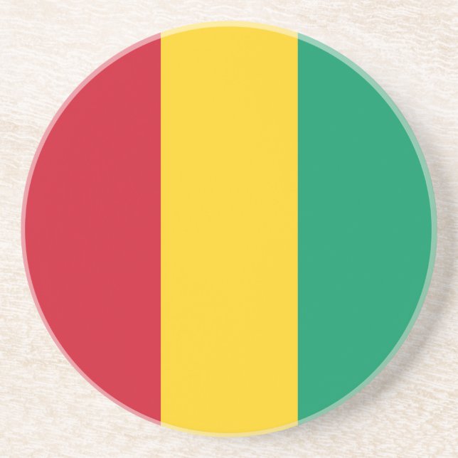 Dessous De Verre En Grès Drapeau de Guinée (Devant)