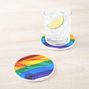 Dessous De Verre En Grès Drapeau de la fierté gay de SlipperyJoe's vague co