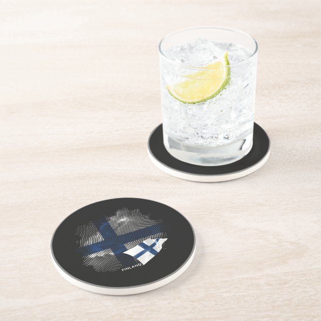 Dessous De Verre En Grès Drapeau de la Finlande (Côté)