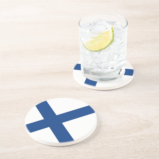 Dessous De Verre En Grès drapeau de la Finlande (Côté)