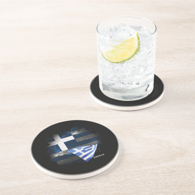 Dessous De Verre En Grès Drapeau de la Grèce (Côté)