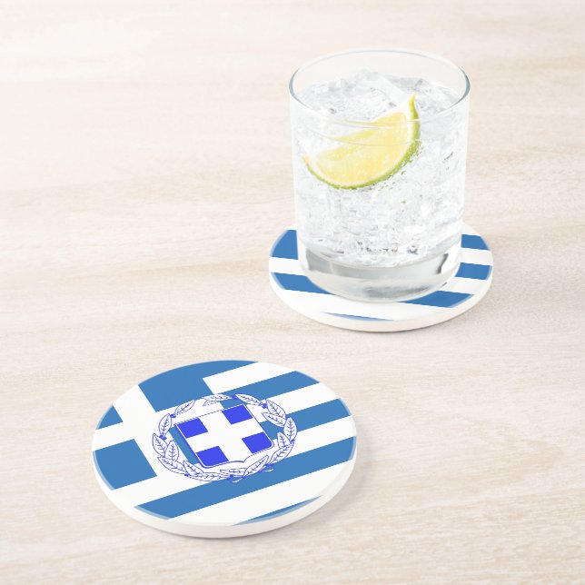 Dessous De Verre En Grès Drapeau de la Grèce (Côté)