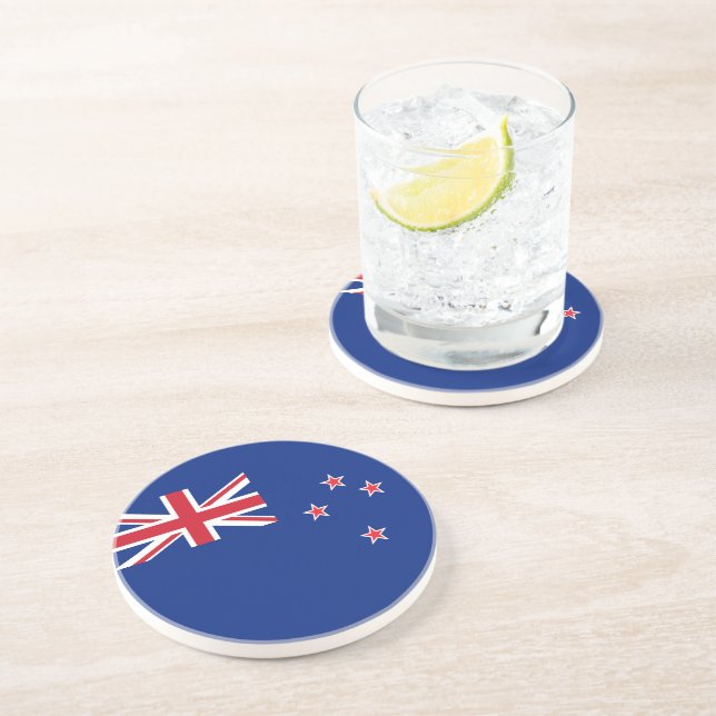 Dessous De Verre En Grès Drapeau de la Nouvelle-Zélande (Côté)
