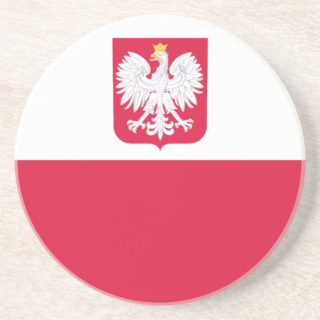 Dessous De Verre En Grès Drapeau de la Pologne (Devant)