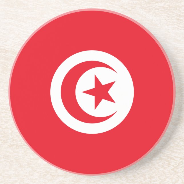 Dessous De Verre En Grès Drapeau de la Tunisie (Devant)