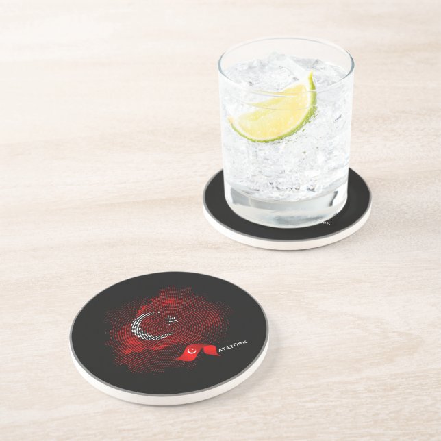 Dessous De Verre En Grès Drapeau de la Turquie (Côté)