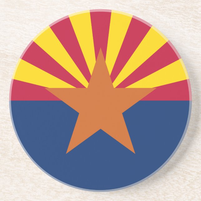 Dessous De Verre En Grès Drapeau de l'Arizona, l'Amérique The Copper State (Devant)