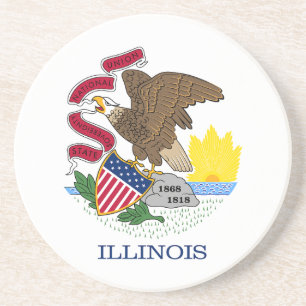 Dessous De Verre En Grès Drapeau de l'État de l'Illinois