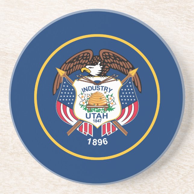 Dessous De Verre En Grès Drapeau de l'État de l'Utah (Devant)