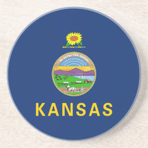 Dessous De Verre En Grès Drapeau de l'État du Kansas