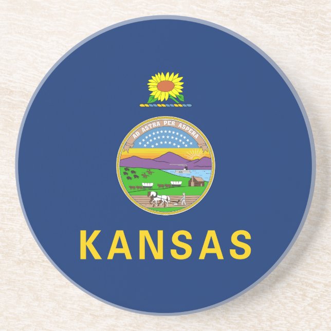 Dessous De Verre En Grès Drapeau de l'État du Kansas (Devant)
