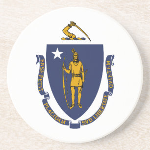 Dessous De Verre En Grès Drapeau de l'État du Massachusetts
