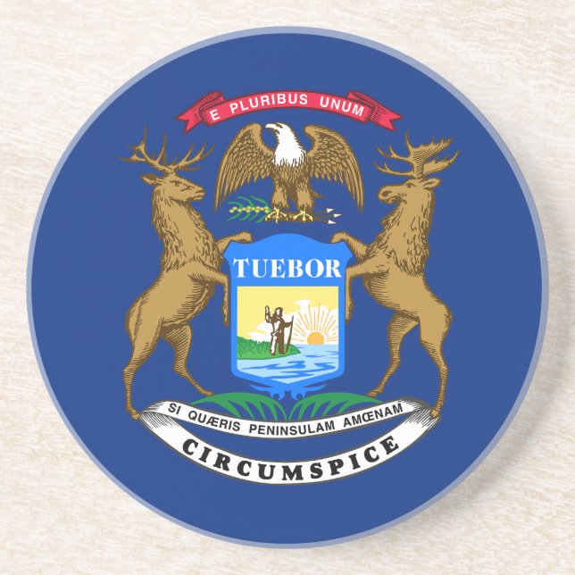 Dessous De Verre En Grès Drapeau de l'État du Michigan (Devant)