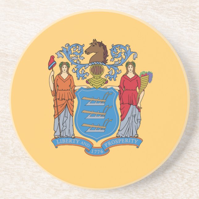 Dessous De Verre En Grès Drapeau de l'État du New Jersey (Devant)