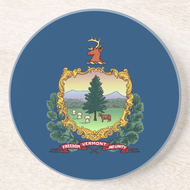 Dessous De Verre En Grès Drapeau de l'État du Vermont (Devant)