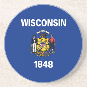 Dessous De Verre En Grès Drapeau de l'État du Wisconsin