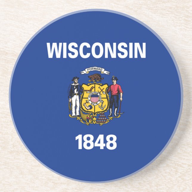 Dessous De Verre En Grès Drapeau de l'État du Wisconsin (Devant)