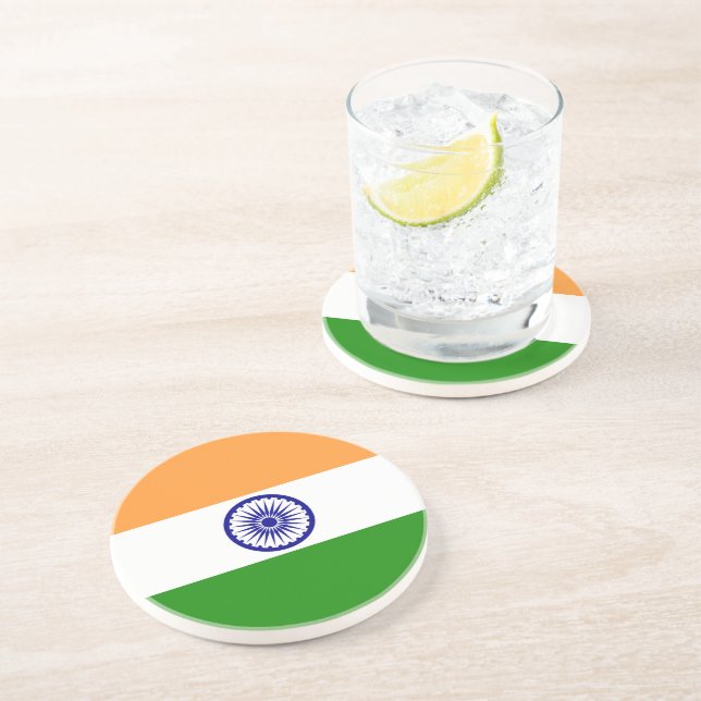 Dessous De Verre En Grès Drapeau de l'Inde (Côté)