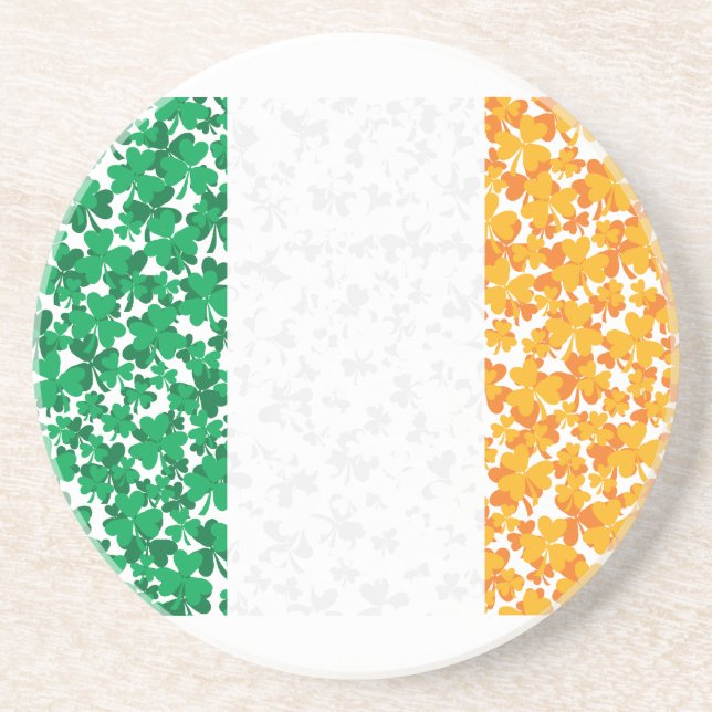 Dessous De Verre En Grès Drapeau de l'Irlande Shamrock (Devant)