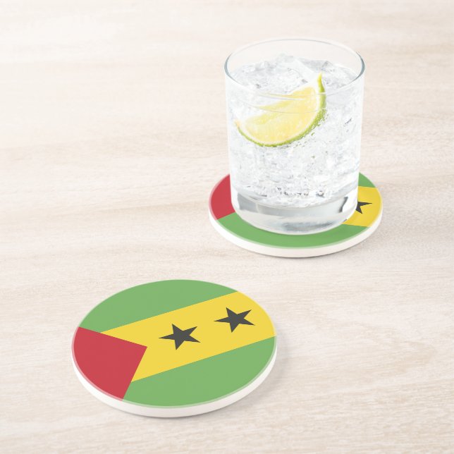Dessous De Verre En Grès Drapeau de Sao Tomé-et-Principe (Côté)
