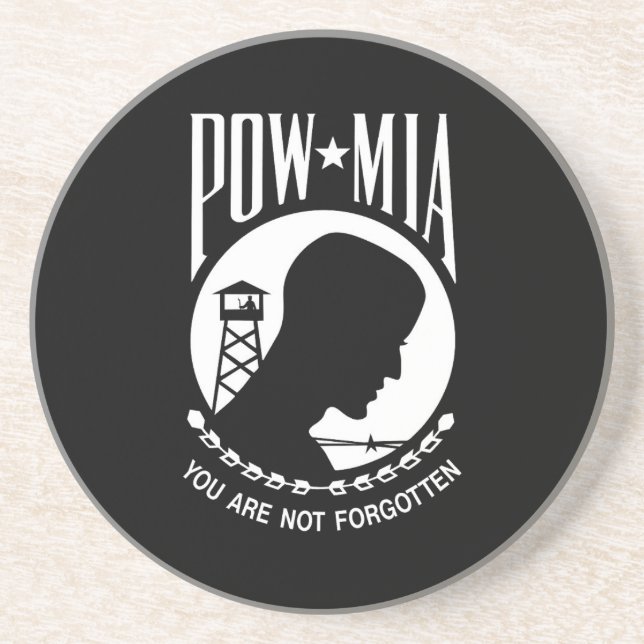 Dessous De Verre En Grès Drapeau des POW MIA : Soldats disparus de la guerr (Devant)