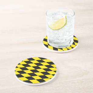 Dessous De Verre En Grès Drapeau diamant de Bavière noire et jaune Motif