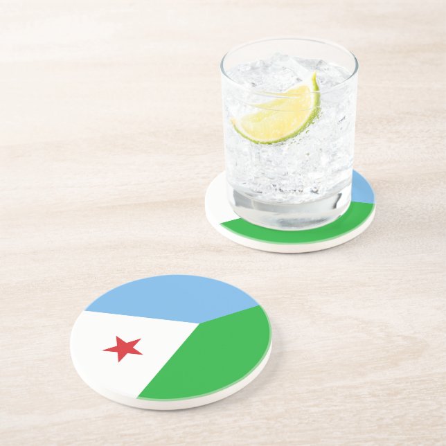 Dessous De Verre En Grès Drapeau Djibouti (Côté)