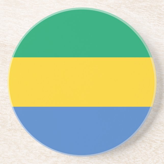 Dessous De Verre En Grès Drapeau du Gabon (Devant)