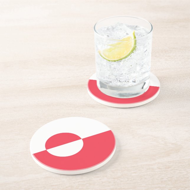 Dessous De Verre En Grès Drapeau du Groenland (Côté)