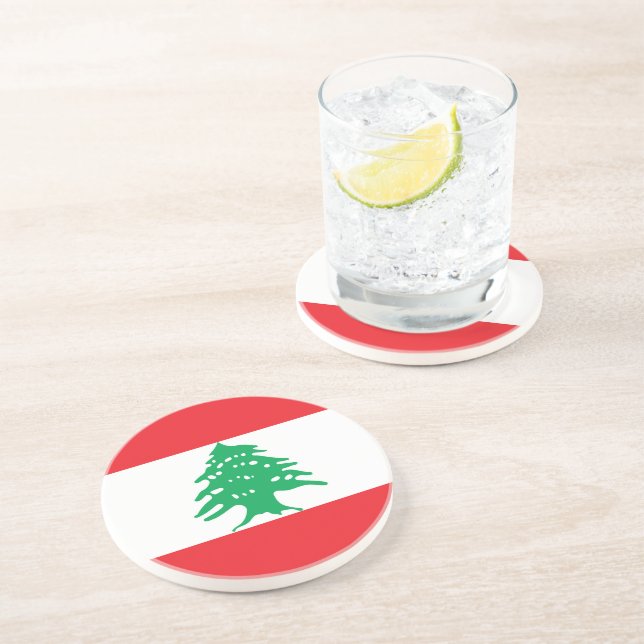 Dessous De Verre En Grès Drapeau du Liban (Côté)